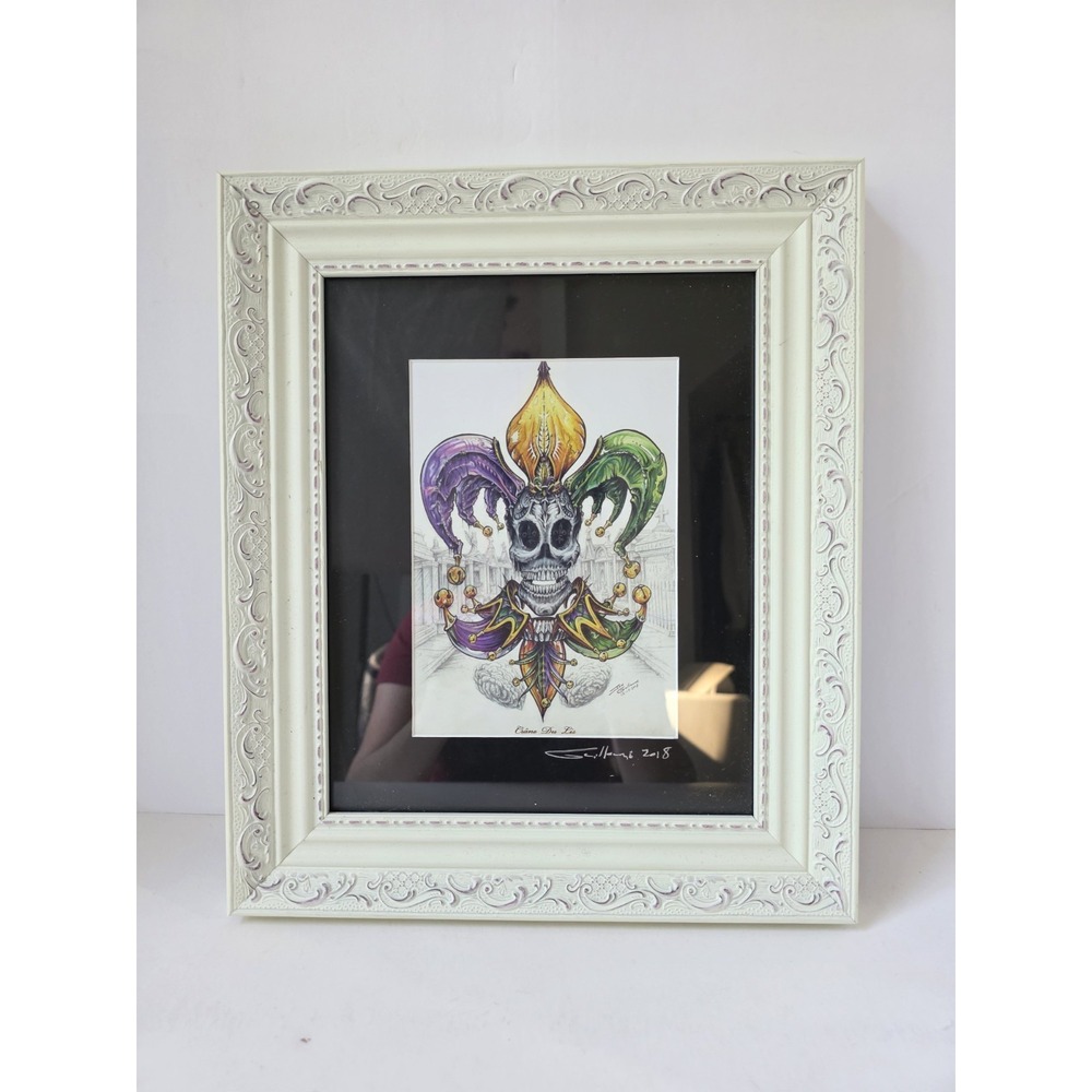 New Orleans Framed Art by Jon Guillaume 2/18 Crane Du Lis Mardi Gras Picture